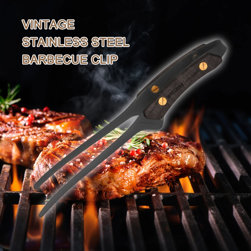 ملقط التخييم خمر نزهة اللحوم كليب الفولاذ المقاوم للصدأ مكافحة السمط خفيفة الوزن أدوات المائدة في الهواء الطلق لوازم التخييم #2