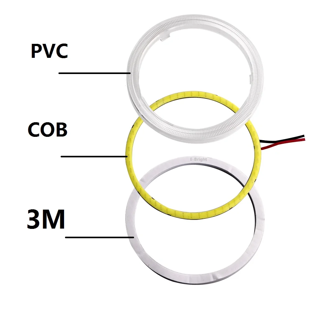 Anillos de Halo de Ojos de Ángel COB para faros LED de coche, motocicleta, Scooter, 12V con cubierta, luz antiniebla, accesorios decorativos para