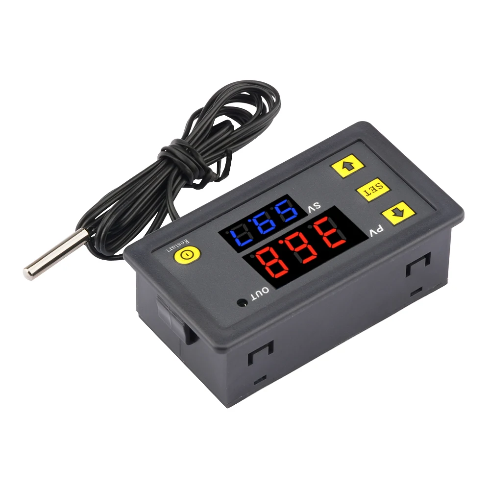 W3230 DC 12V 20A Digital LED  Digital Temperature Controller LED Display Thermostat With Heating Cooling Switch NTC Sensor