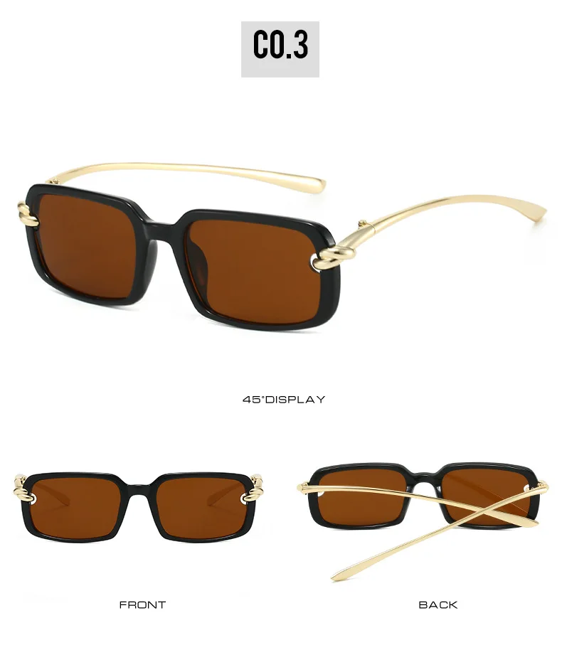 2026 Neue trendige quadratische Retro-Brille | Goldknoten-Detail und Metallbügel | Y2K Edgy-Girly-Stil – Detail 9