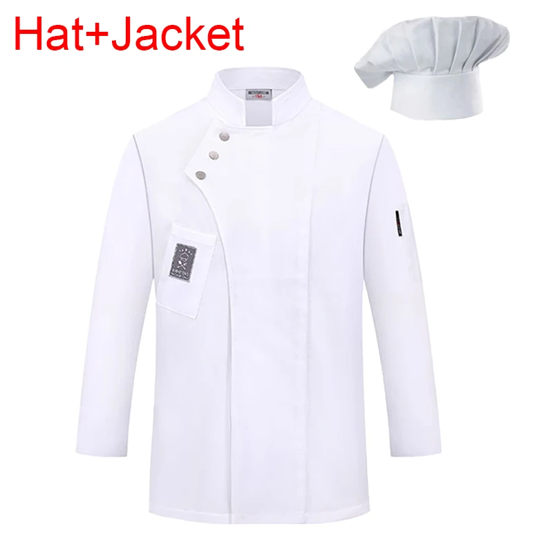Veste de cuisinier professionnelle et casquette de cuisine, ensemble uniforme de travail de cuisine de service alimentaire, Costume de Chef de Restaurant, vêtements de travail de boulangerie et de café
