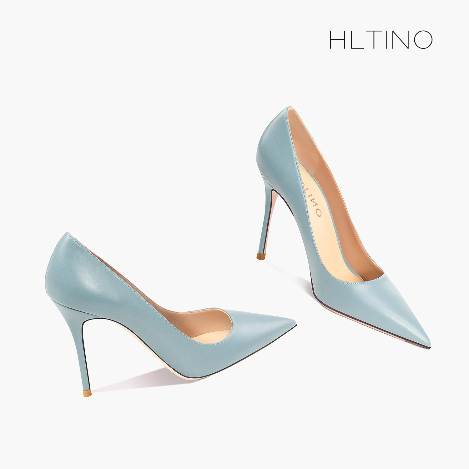 HLTINO donna décolleté azzurro primavera estate scarpe singole punta a punta eleganti tacchi alti con finitura opaca causale taglia giornaliera 43