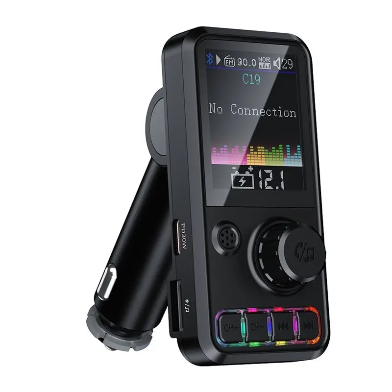 

Беспроводной FM-трансмиттер QC3.0 с быстрой зарядкой, автомобильный Bluetooth MP3-плеер, адаптер для музыки с регулировкой высоких и низких частот