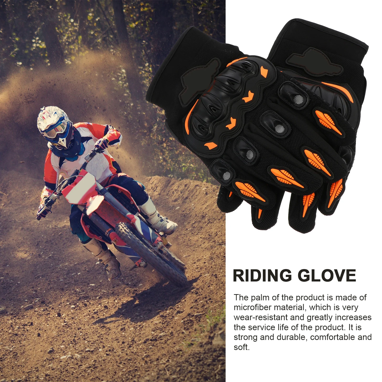 

1Pair Adult Riding Gloves Motorcycle Cycling Windproof Anti-Skid Comfortable Heat Dissipation Perspiration Orange