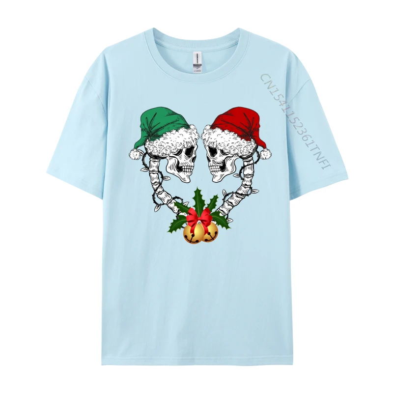 Holiday Bells Christmas Skull T-Shirts Latest Short Sleeve Printing 100% Cotton O Neck T-Shirt Tops Tees