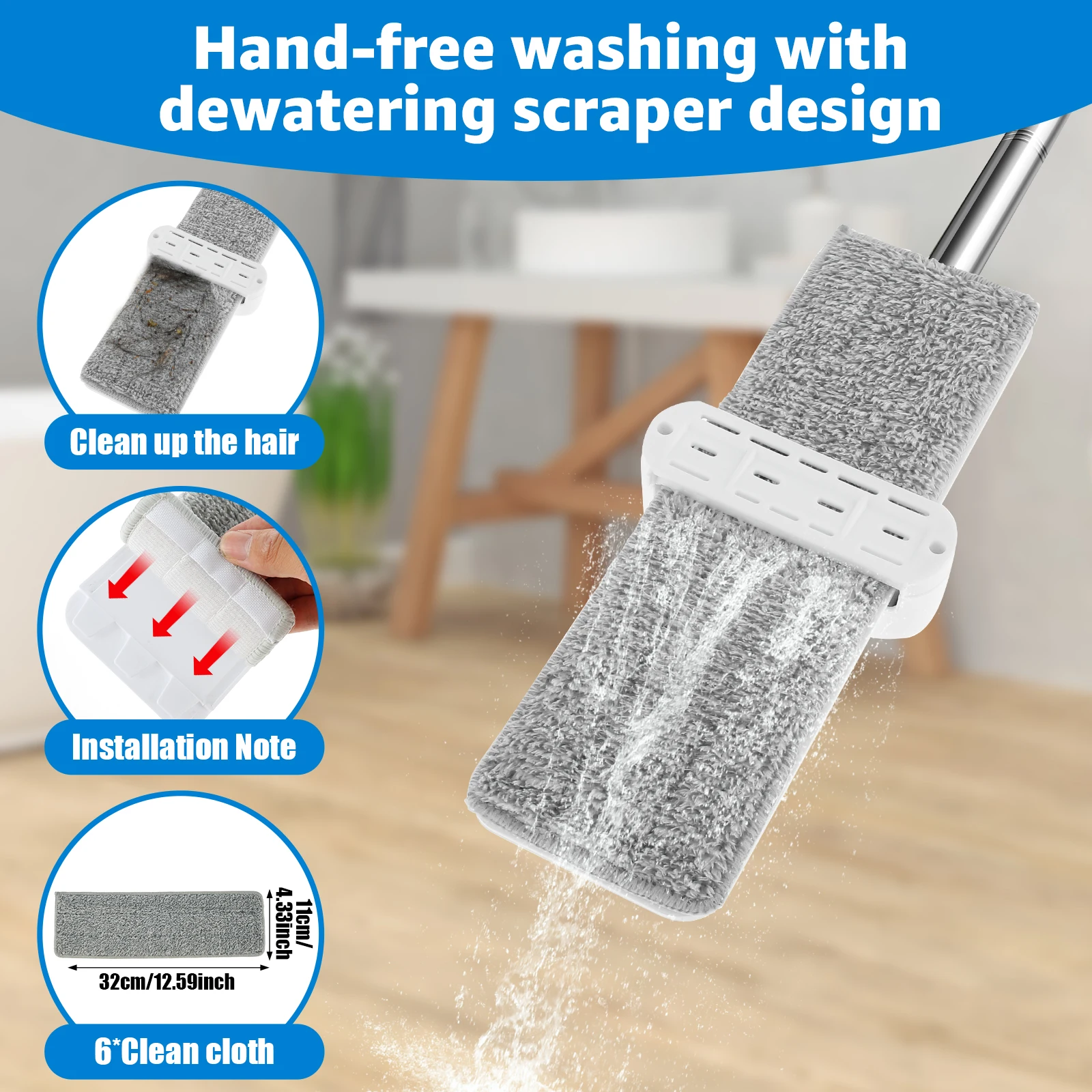 Mmagic mop for wash floor mop cleaner cleaning flat spin mop bucket floor house cleaning easy home cleaning 360°rotation with