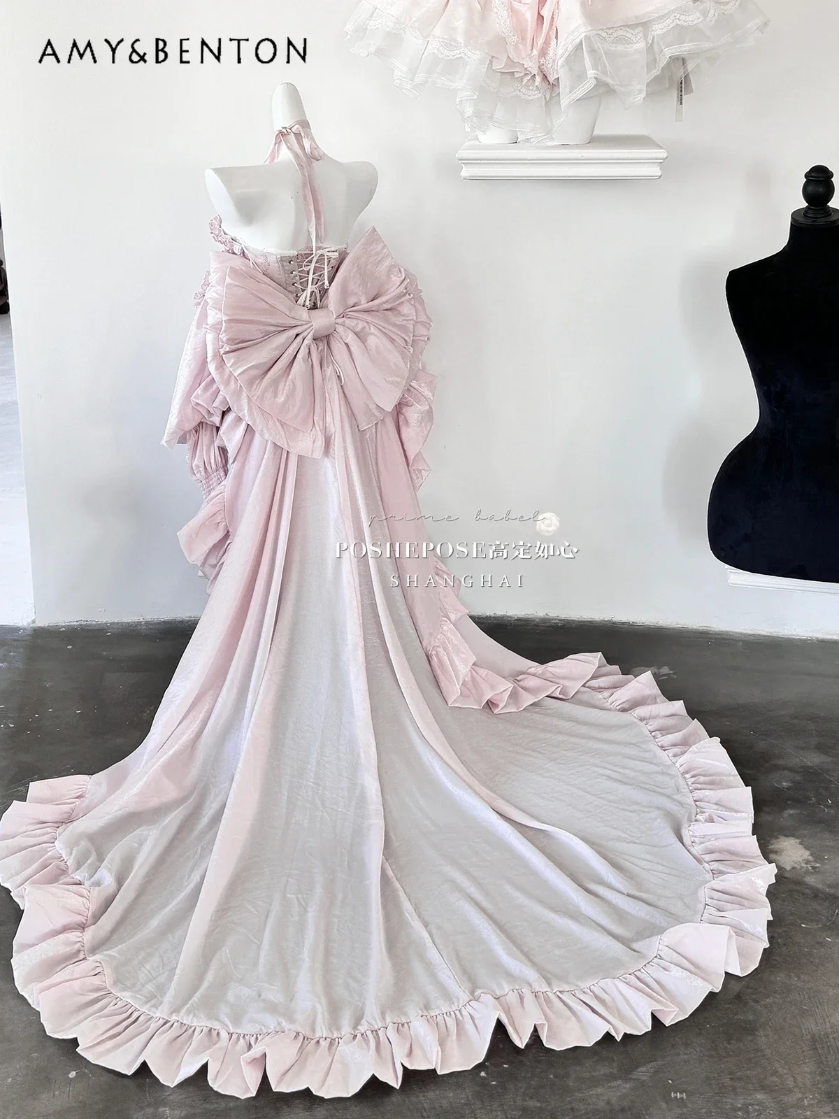 Heavy Industry Elegant Graceful Princess Dress Summer New Sweet Cute Bow Strapless Lace Ball Gown Dresses Slim Mini Sexy Dress