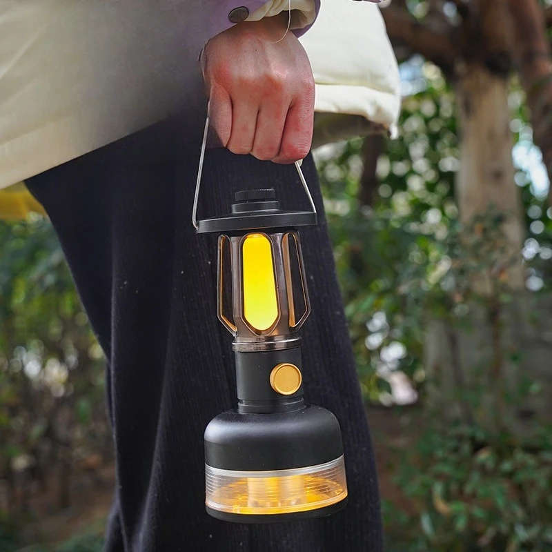 التخييم في الهواء الطلق عمر البطارية الطويل جو الرجعية شحن خيمة الإضاءة في الهواء الطلق معلقة مصباح الحصان متعدد الوظائف