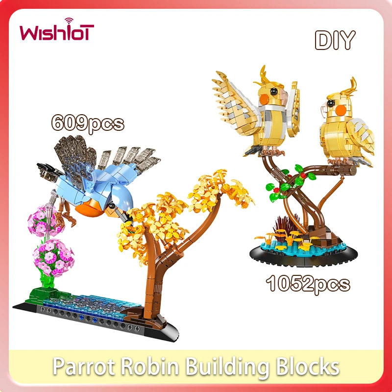 

Animal Series Parrot Robin Building Block Ornaments Assembly Decoration Model Sets Adults Gift Toy Technical Volwassenen #T3
