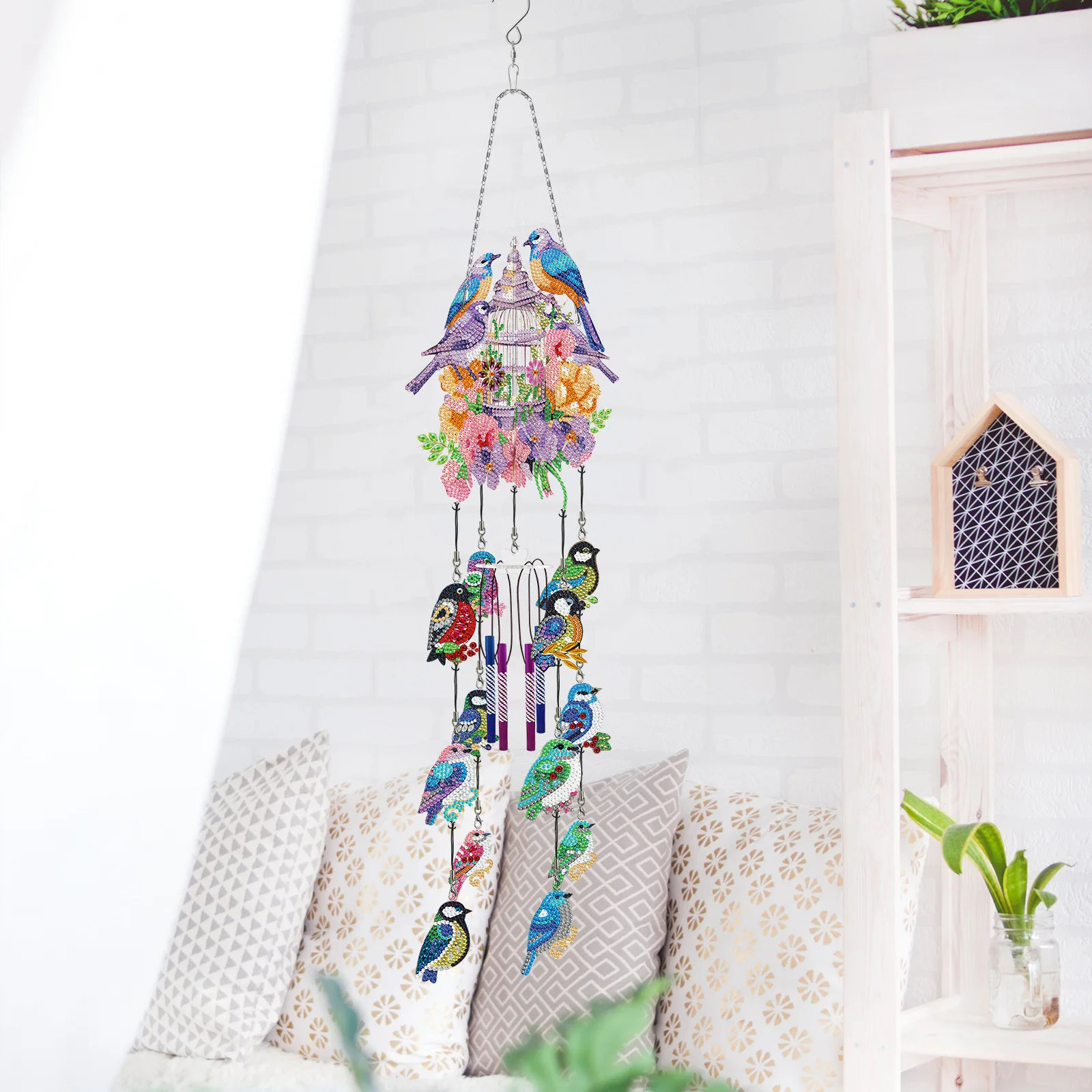 

Chime Flower And Bird Wind Chime Pendant Ins Dream Catching Furniture Painting Decoration Pendant