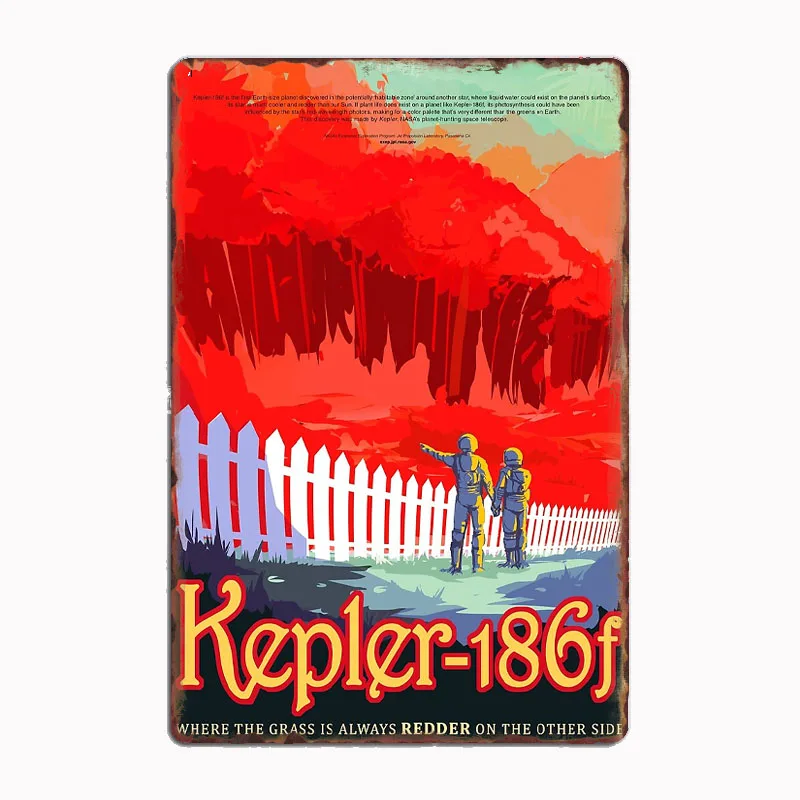 Kepler-186b Retro Vintage Space Poster Metal Sign Club Living Room Tin Sign Posters Home Vintage Decoration Room Wall Art Decor