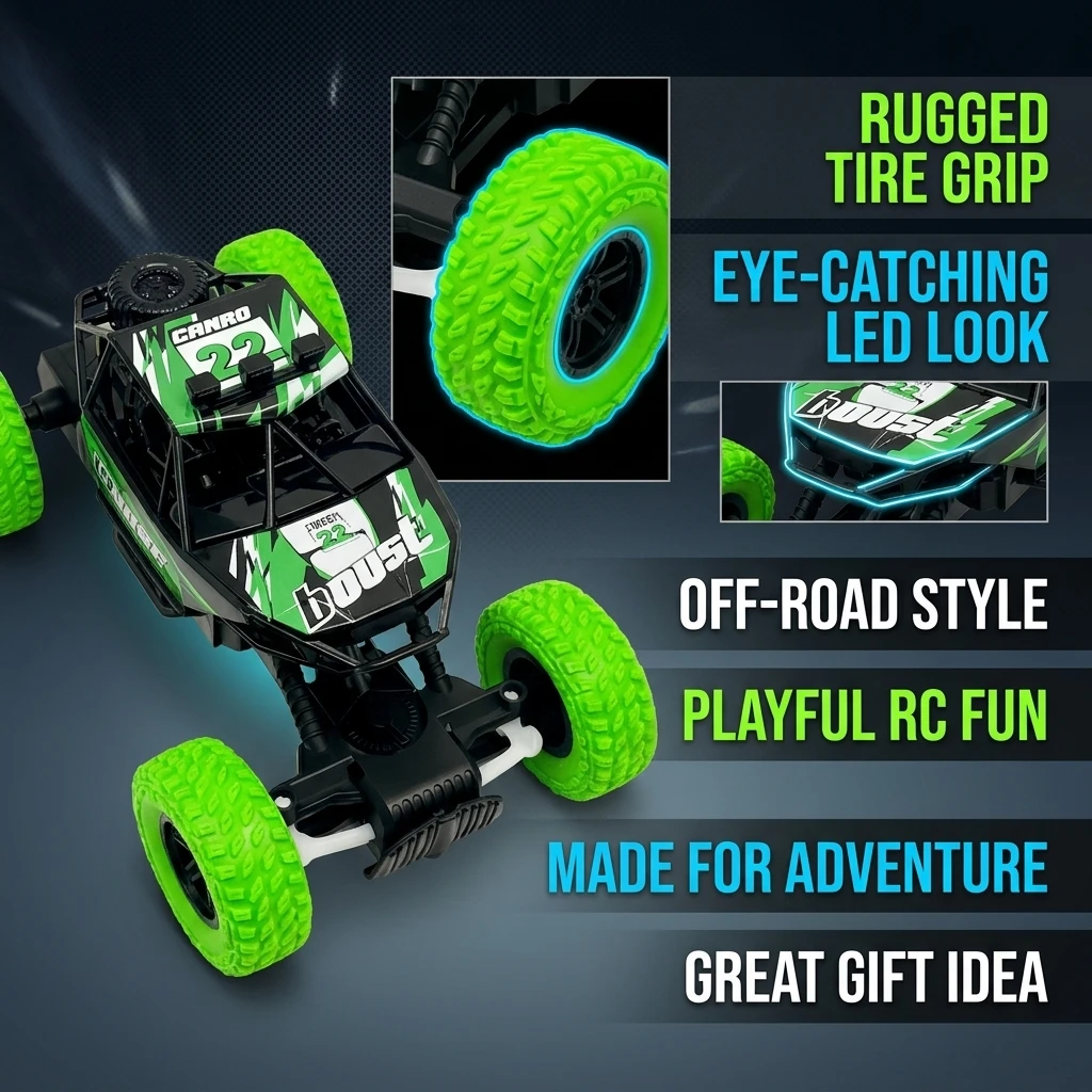 New Remote Control Car With Colorful Flashing Lights Rubber Wheels Off-road Toy Car Suitable For Christmas Boys Children's Gifts