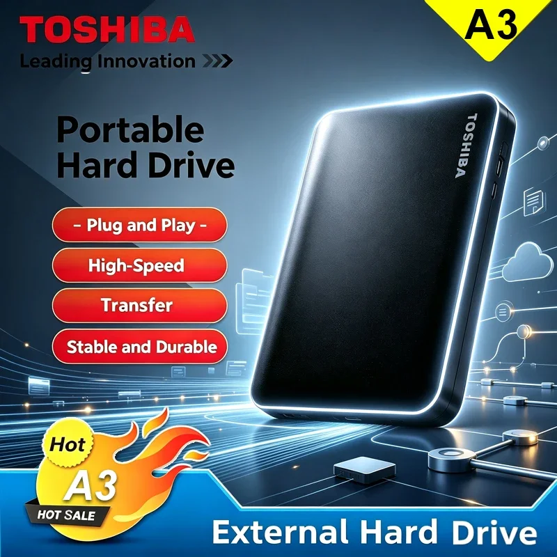 Toshiba A3 Canvio Basics Portable External Hard Drive USB 3.0 Black 500GB 1TB 2TB 4TB For Laptop Desktop Mac