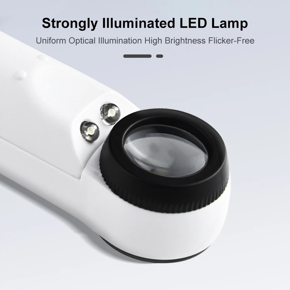 40X عدسة تكبير يدوية مضيئة مجوهرات العدسة المكبر مع اثنين من أضواء LED مجوهرات المكبر لتحديد المجوهرات