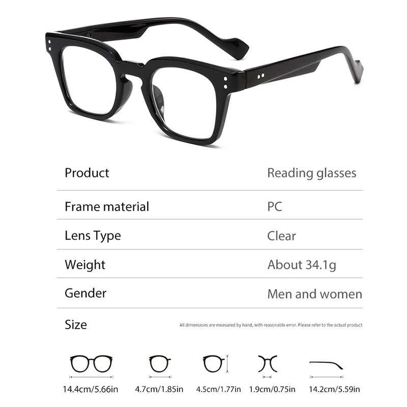 1PCS FashionableSquareFrame Lesebrille Anti-Blau Licht Optische Verordnung Bifokale Brillen für Lesen Und Computer Verwenden – Detail 4