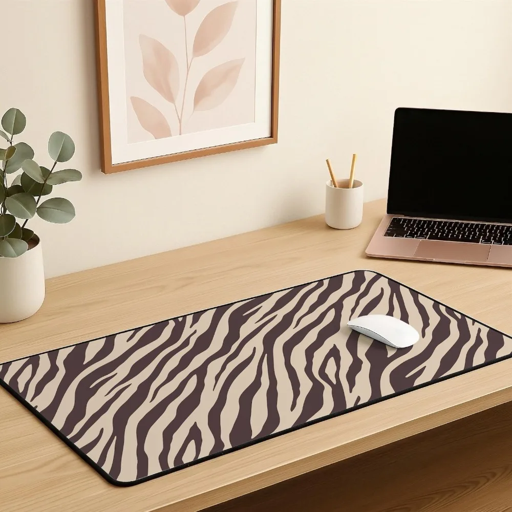 Beige Zebra Print Desk Mat, Brown Animal Print Mouse Pad,alfombrillas para escritorio wlmouse qisha коврик компьютерный