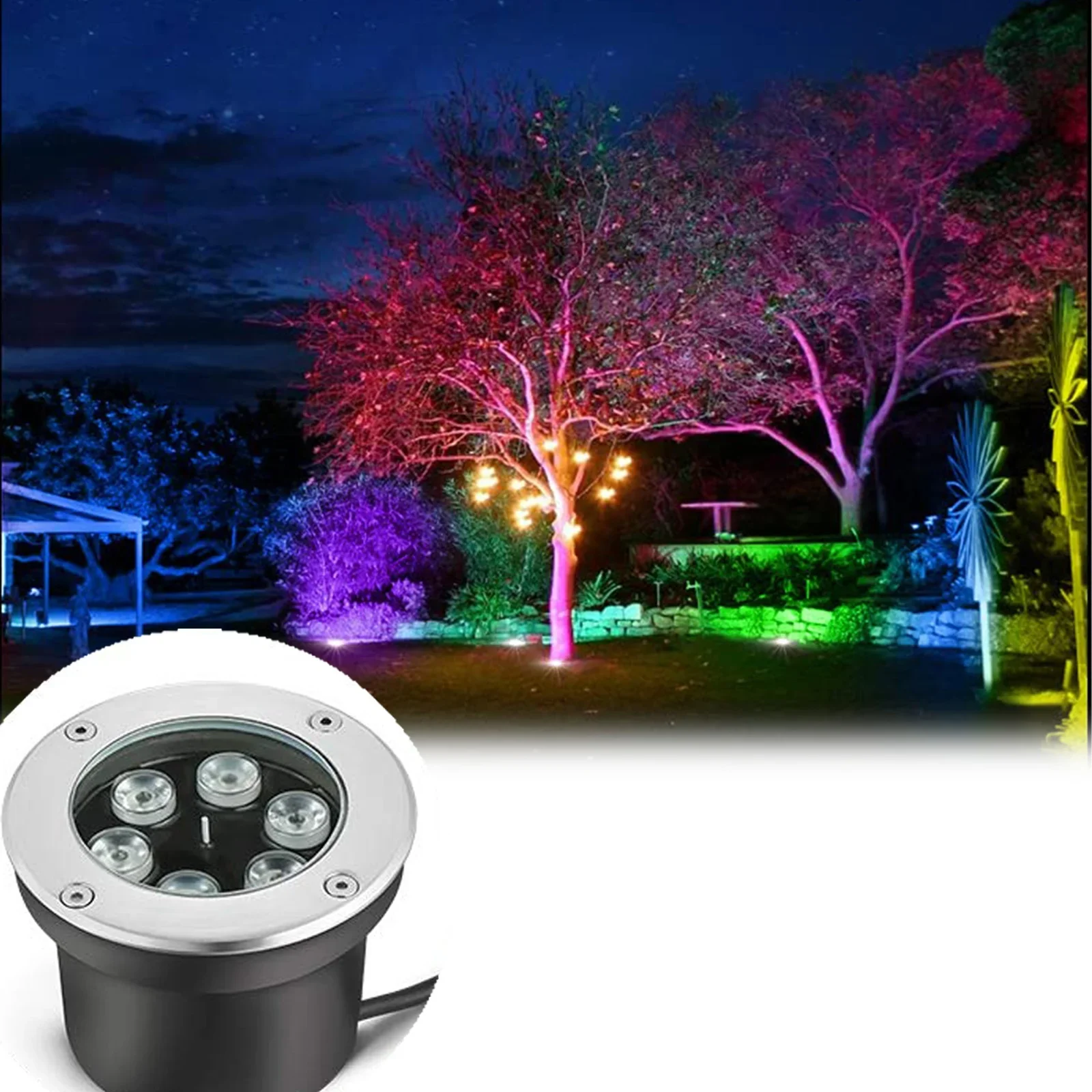 6W RGBW LED Buried Light Outdoor IP65 Waterproof AC24V Recessed Underground Light Garden courtyard colorful Round Landscape Lamp