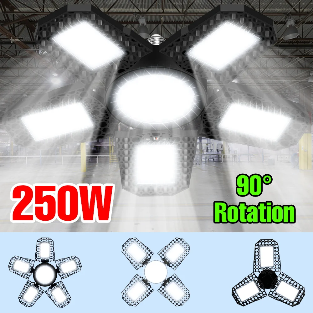 LED Bulb E27/E26 Lamp Garage Light AC 220V Folding Deformable High Bay Lamps 110V Spotlight For Home Warehouse Workshop Basement
