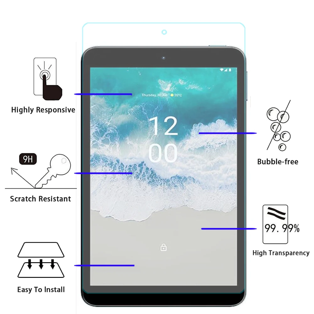 กระจกนิรภัยสำหรับ Nokia T10 8.0นิ้ว2022แท็บเล็ตหน้าจอป้องกันฟิล์มสำหรับ Nokia T10 8นิ้วแท็บเล็ตแก้วฟิล์ม