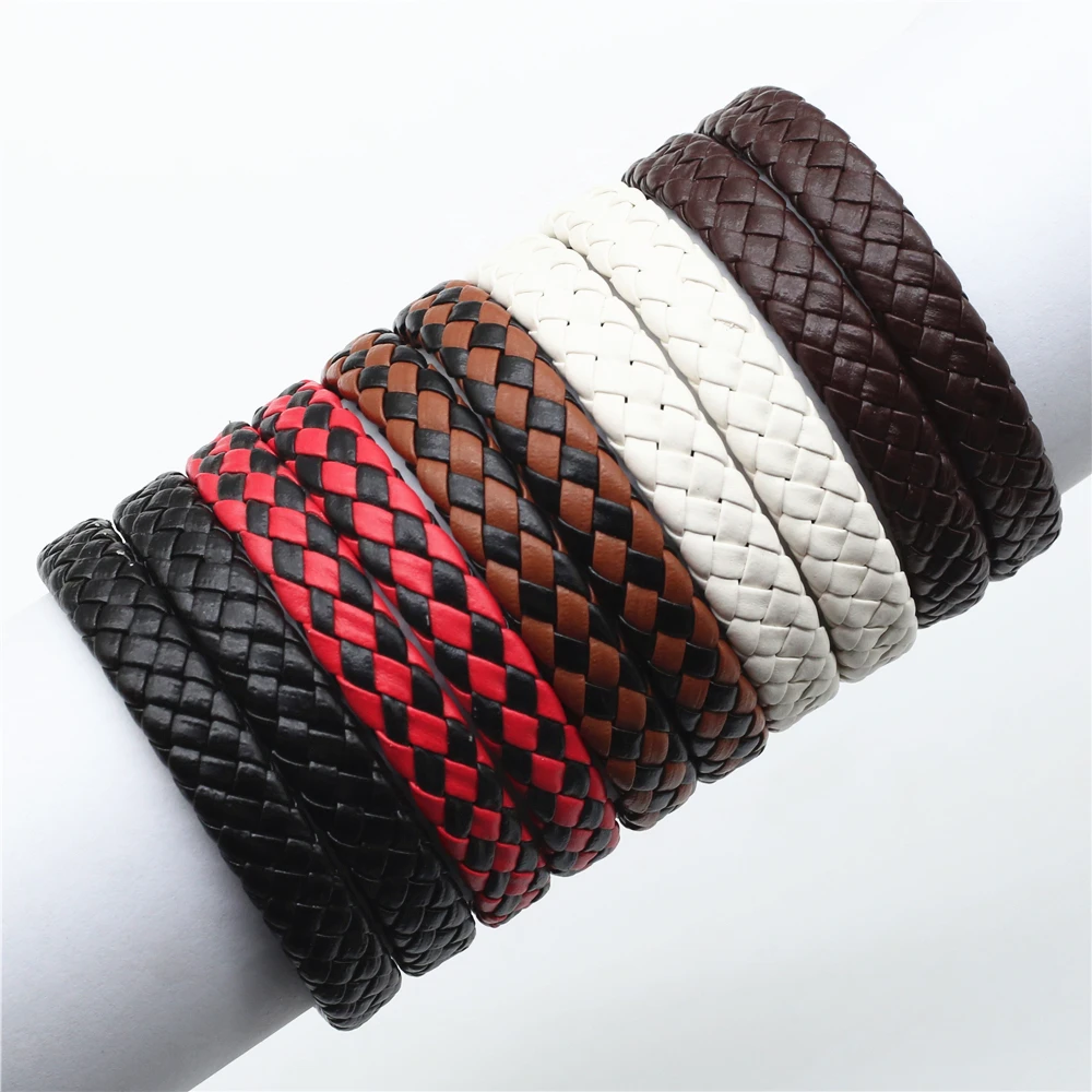 WestBull Wholesale Weave Black White Leather Bracelets Men Pulsera Vintage Women Bangle Homme DIY Jewelry Accessories