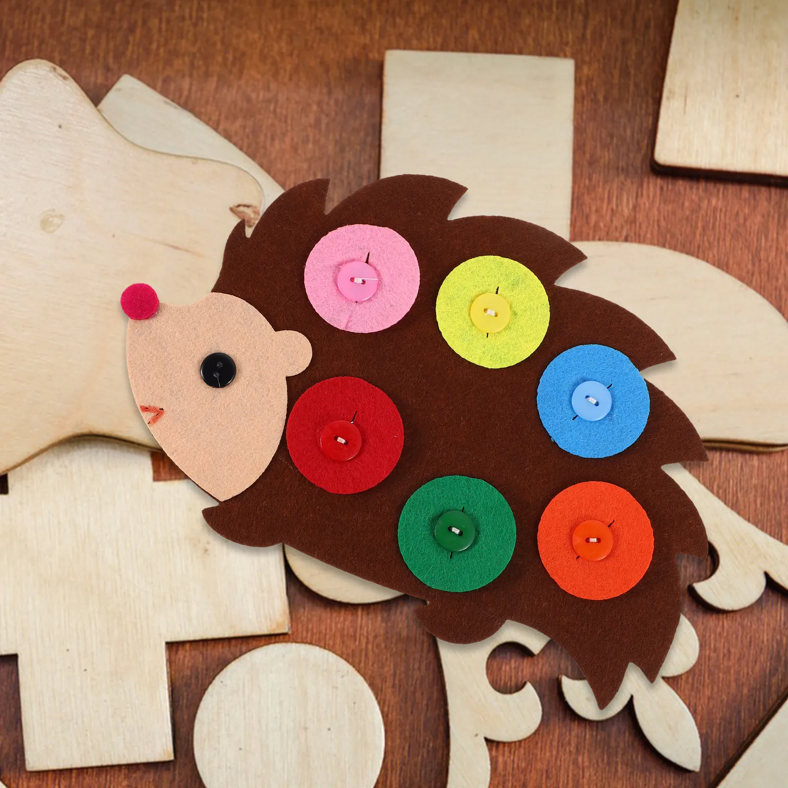DIY Felt Non-Woven Button Art Craft Kit for Kids Enhances Fine Motor Skills Hand-Eye Coordination Creativity Sensory Board