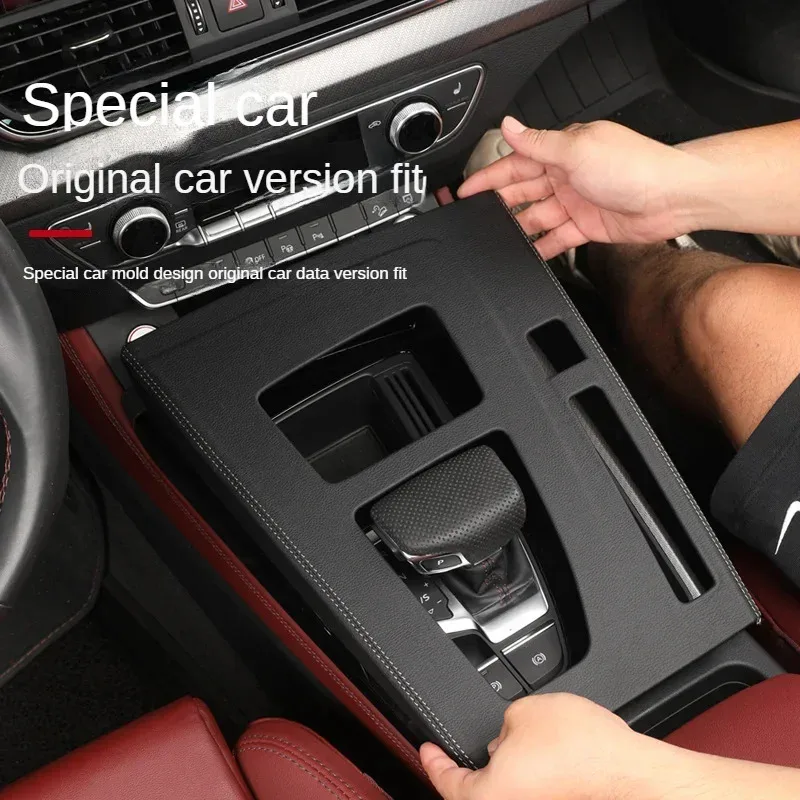 ABS Leather For Audi Q5L 21-24 Center Console Armrest Cover Trim Sticker Gear Shift Knob Leather Panel Car Interior Accessorie