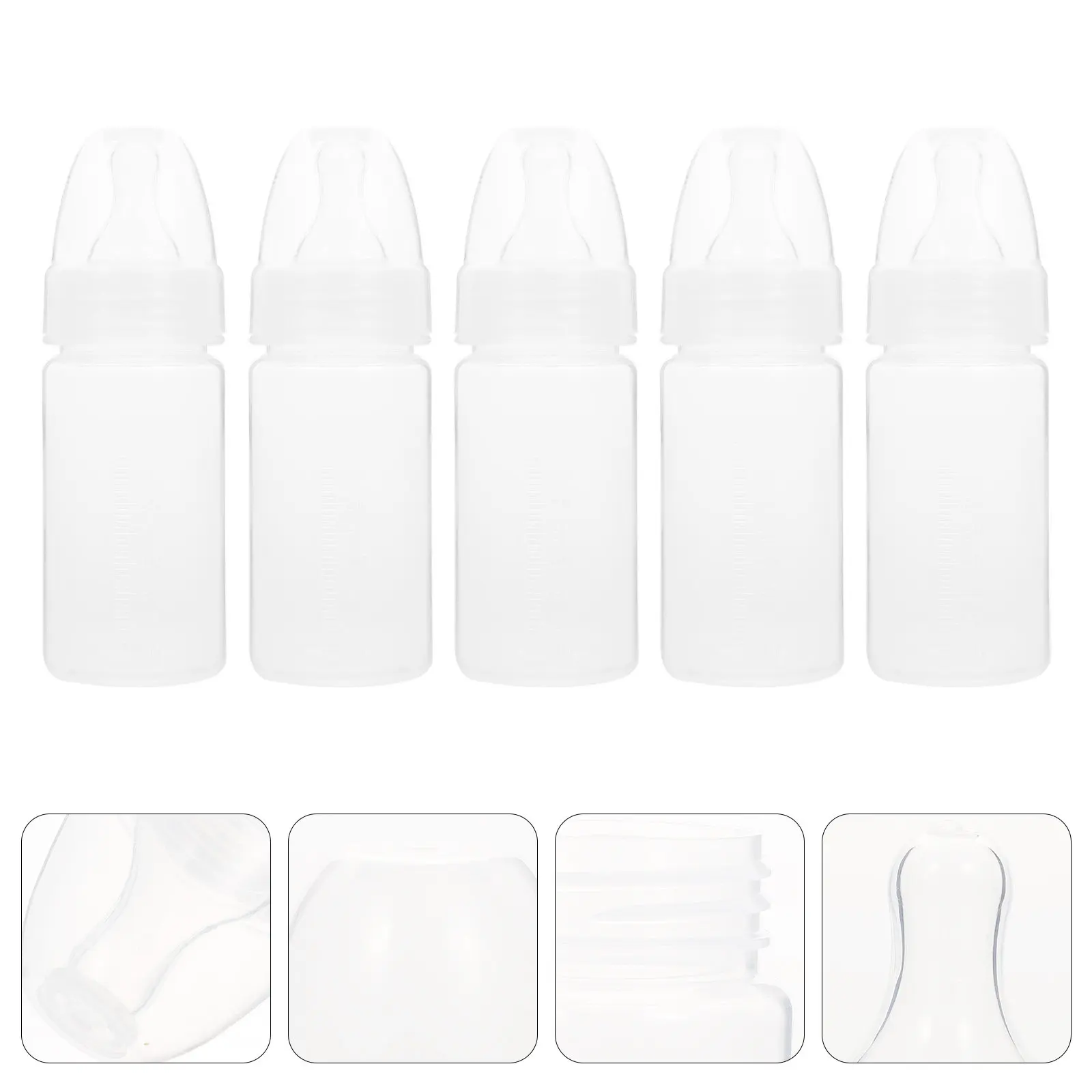 

5pcs Disposable Baby Milk Bottles Clear Scale Supple Teat Portable Lightweight Nursing Feeding Helper For Newborn Infants