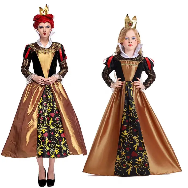 loween Alice in Wonderland Red Queen Costume Cosplay Court Queen Parent-Child Outfit Princ Skirt Traditional Chinese Co...