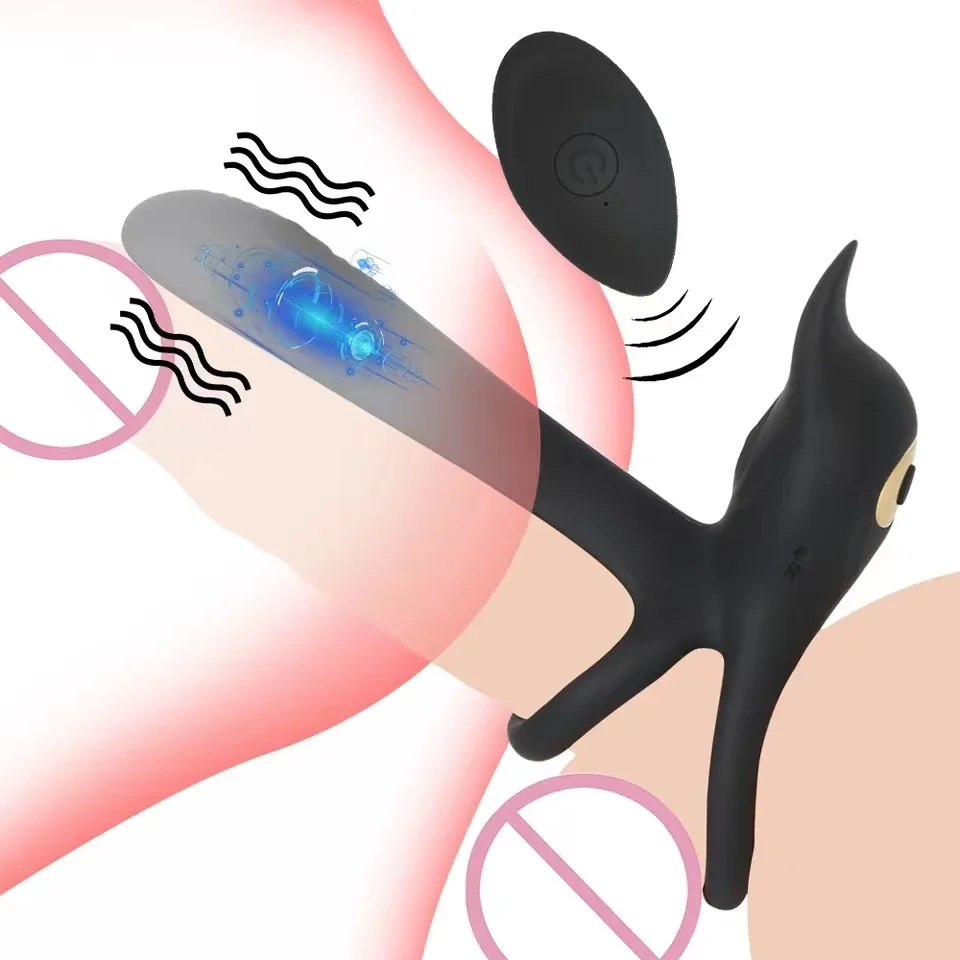 Vibrador do anel do pénis para homens, anel do galo do casal, brinquedo do sexo, controle remoto sem fio, bloqueio vibratório, anel do sémen,