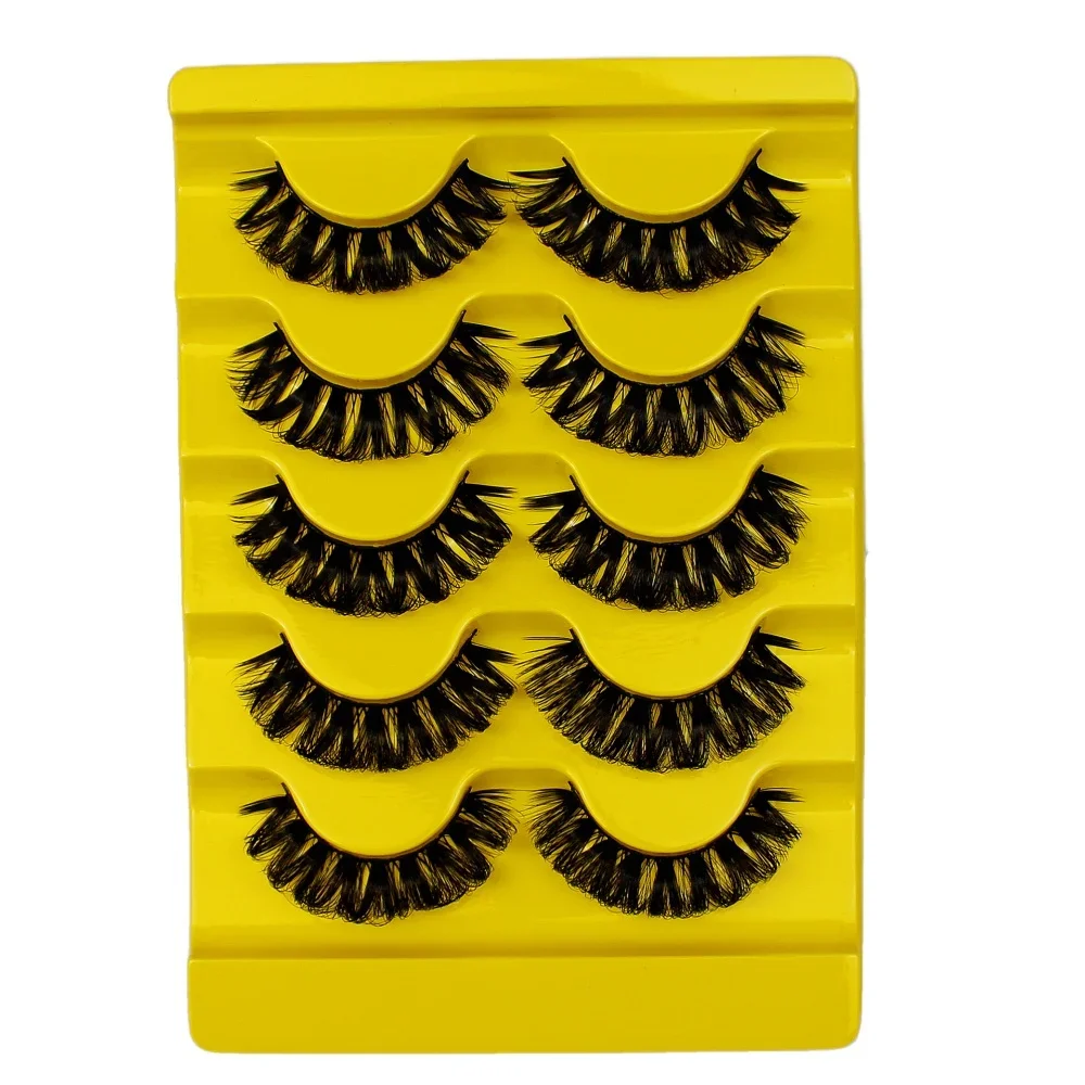 5 Pairs DD Curl Russian False Eyelashes 3D Mink Eyelashes Reusable Fluffy False Lashes eyelashes extensions