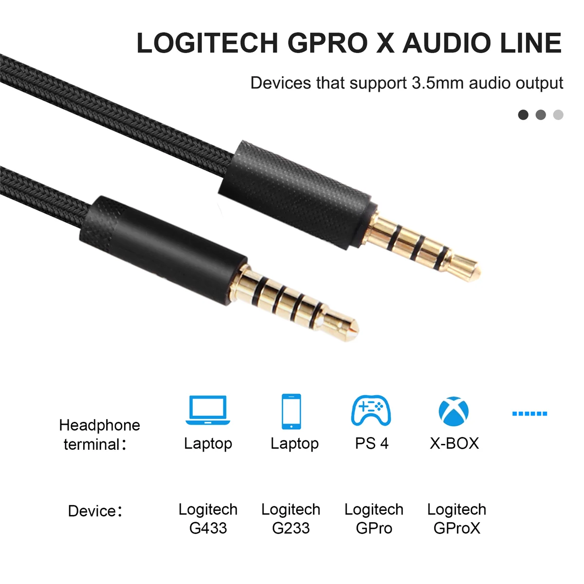 2M Portable Headphone Cable Audio Cord Line for Logitech GPRO x G233 G433 Earphones Headset AccessoriesJAS