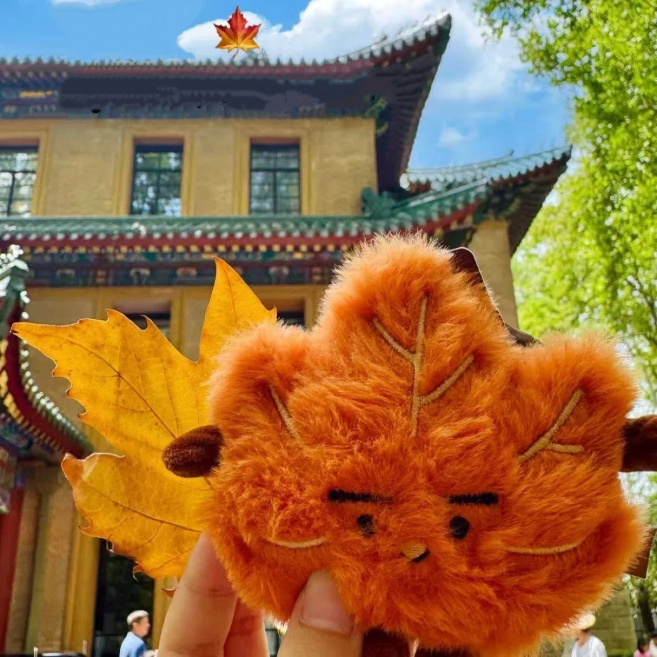 الكرتون لطيف صغير مابل ليف أفخم المفاتيح الإبداعية على ظهره قلادة Kawaii البسيطة وهمية ليف دمية الديكور زوجين هدية