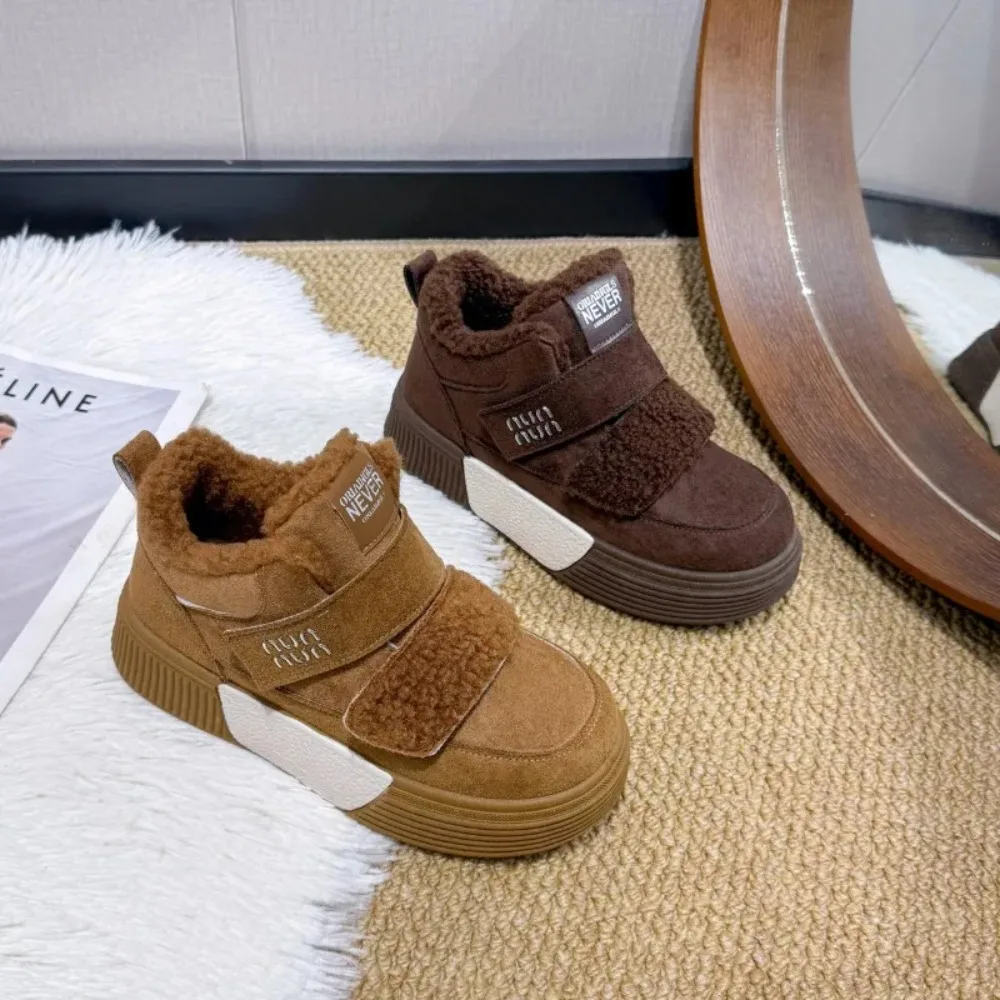 

2025 Platform Retro Lambswool Casual Board Shoes Women's 2025 Autumn and Winter New Fuzzy Wool Cotton Shoes