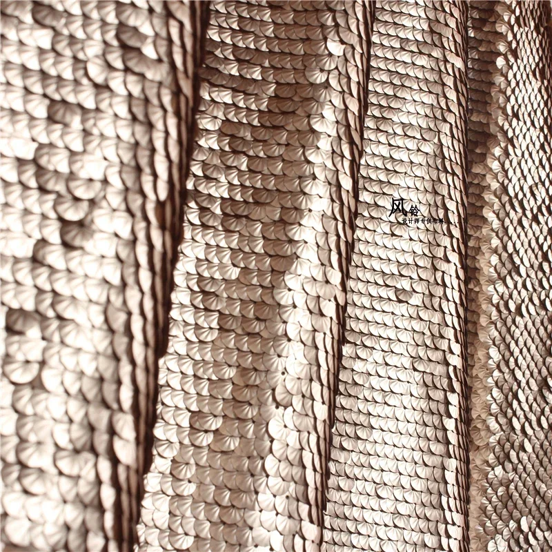 Sequin Fabric Metal Texture Fish Scale Stage Mesh Bead Embroidery Clothing Designer Diy Sewing By The Meter Wholesale