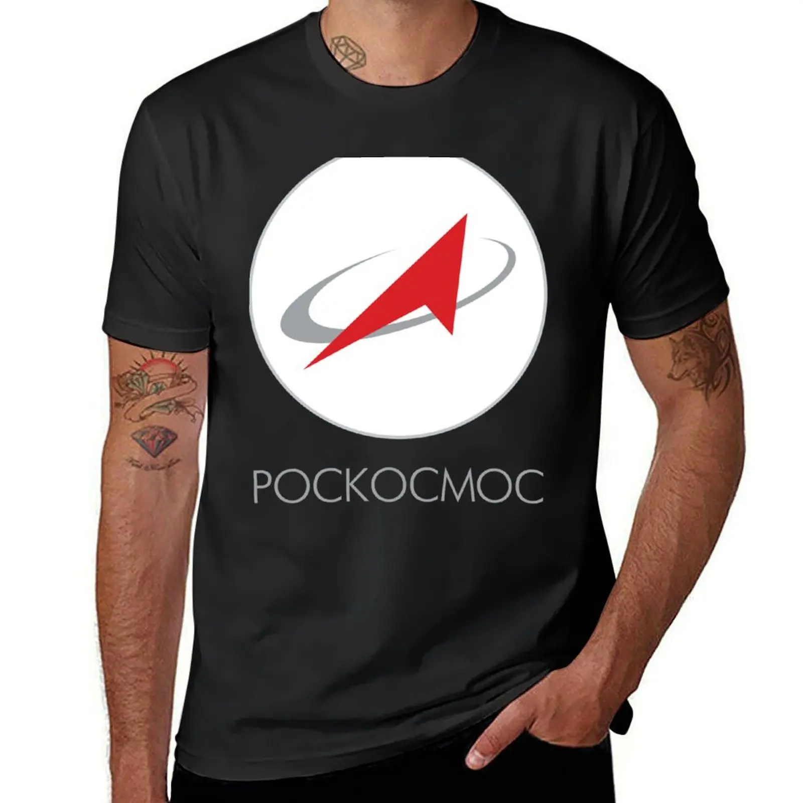 Roscosmos Logo T-Shirt summer tops customizeds mens graphic t-shirts anime