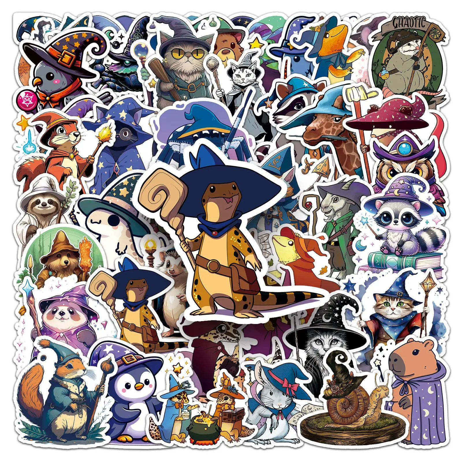 50-100 Stück Tier-Zauberer Graffiti-Aufkleber Cartoon Fantasy Magie Wasserfeste Aufkleber für Skateboard Gepäck Handy Geschenk Dekoration