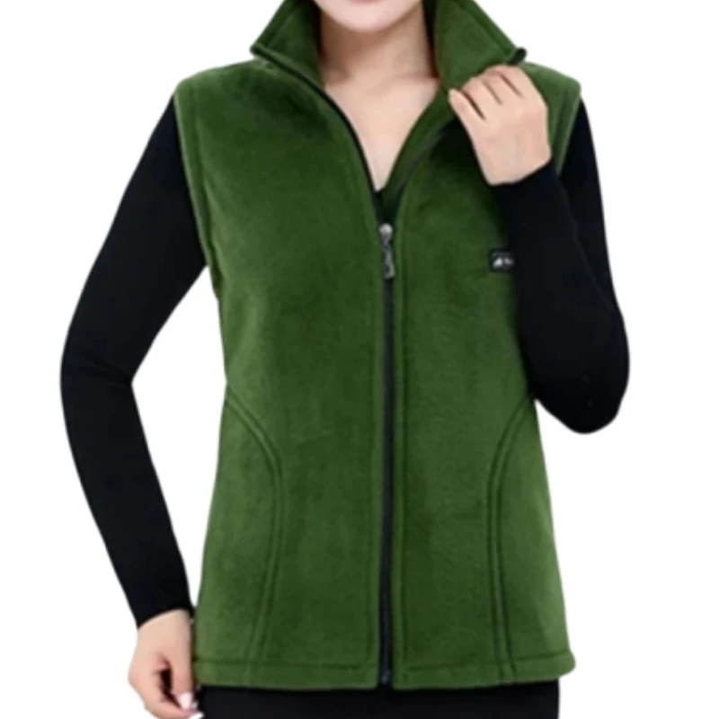 Polar Fleece Coat For Women\'s Vest Autumn Sleeveless Vests For Women Jacket Fashion Zipper Casual Waistcoat Female