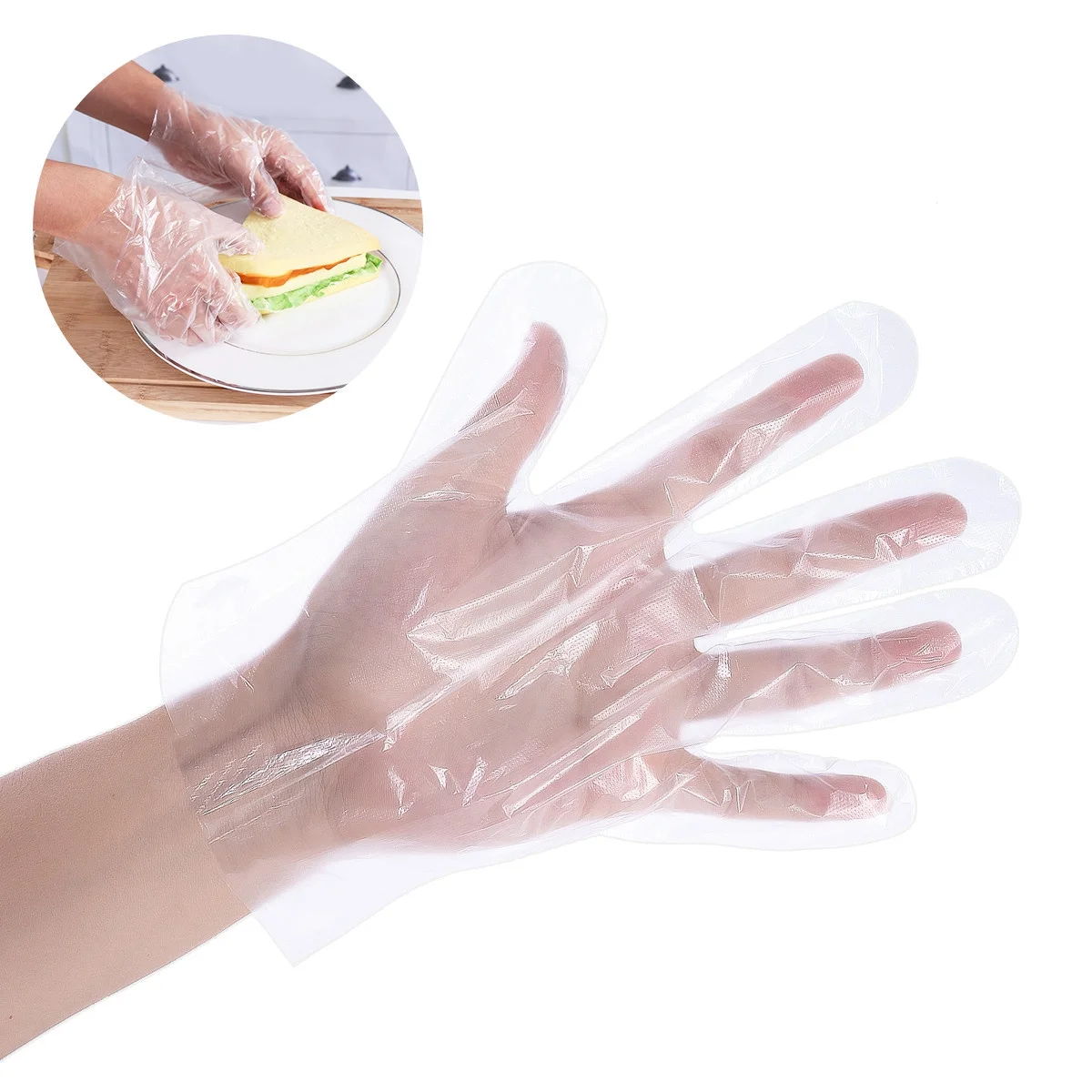 

400pcs Disposable Gloves Pe Plastic For Food Processing Hair Dyeing Industrial Cleaning Ambidextrous Large Safety Protective