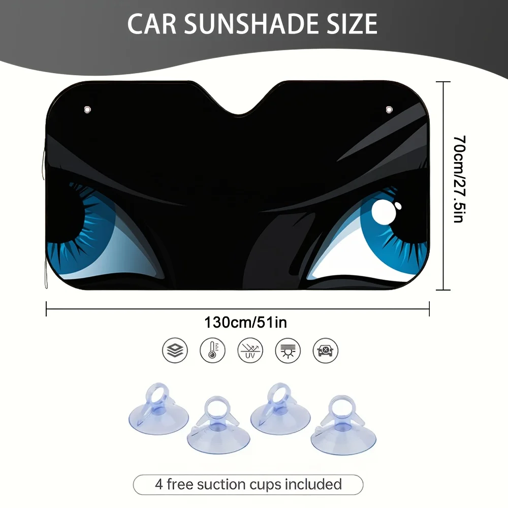 1pc Mystic Blue Eyes Car Sun Visor - 2D Flat Printing, Heat-Reducing & Cooling Car Interior Accessory, Fit For All Vehicles, Sty