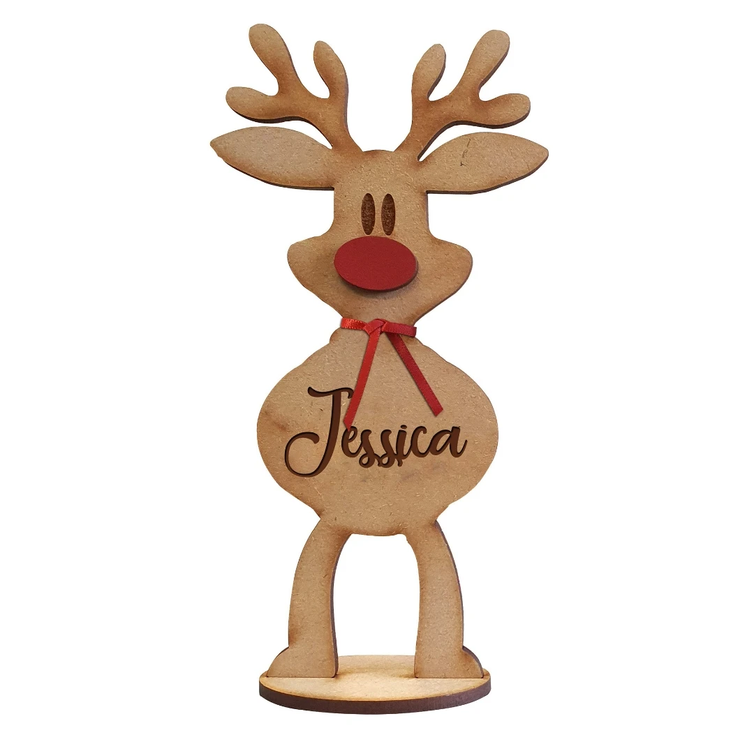 1pc Personalised Freestanding Reindeer, Family Christmas Decoration, Place Names Setting Decoration