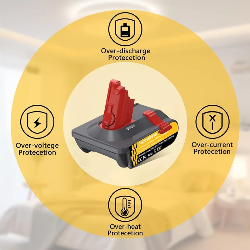 3-in-1-Upgrade-Adapter DW20V6V7V8 für DeWalt 20 V Akku, umgewandelt in Dyson V6/V7/V8 Staubsauger mit Vakuum-Befestigungsclips