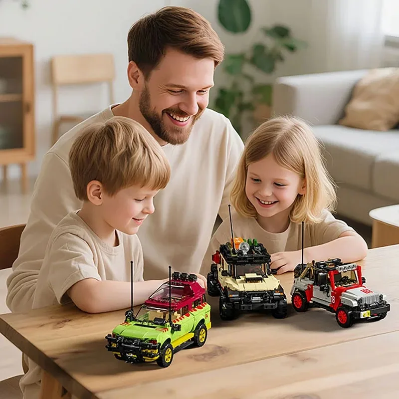 1632PCS Set van 3 Dinosaur Park Klassieke Off Road Voertuig Bouwstenen Set Technische Touris Bus Auto Bakstenen Jongens Kinderen speelgoed Gift