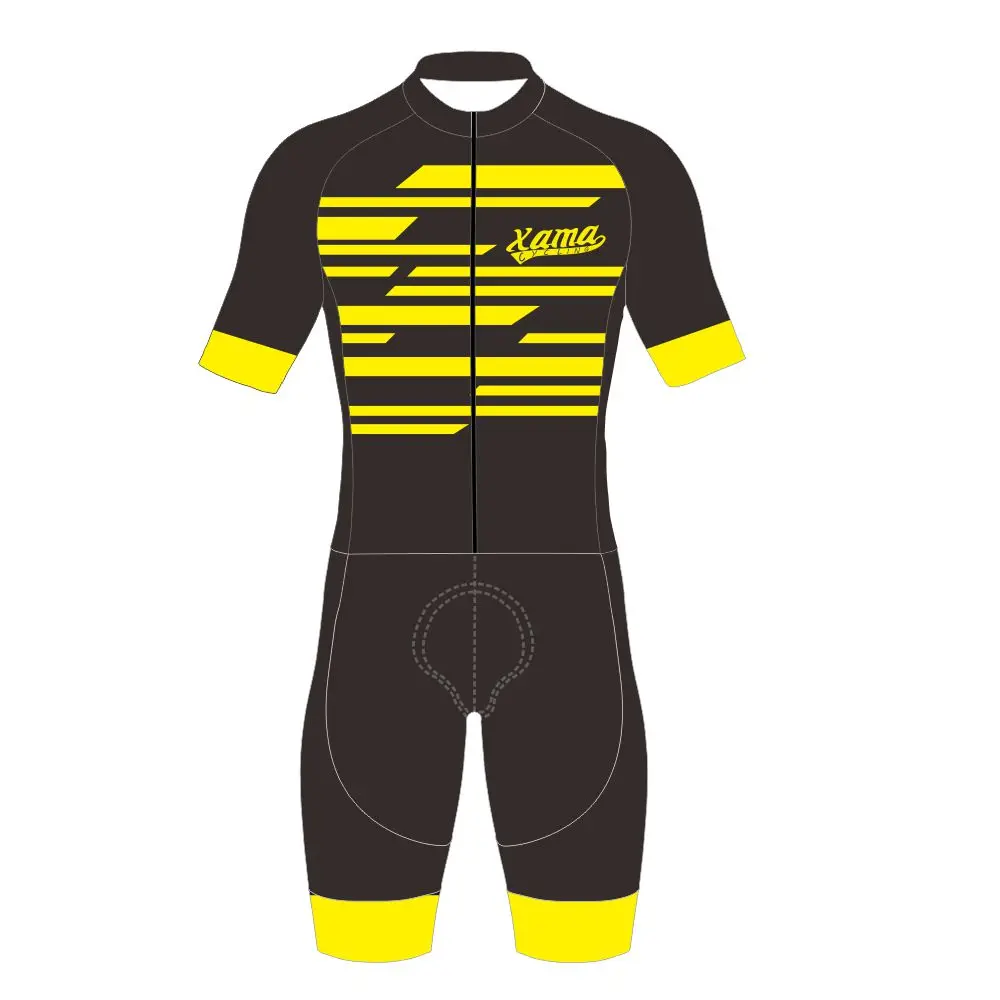 

XAMA Cycling Skinsuit Men's Short Sleeve Jumpsuit Bicycle Clothing Quick Dry Speedsuit Conjunto Masculino Ciclismo Mtb Road Bike