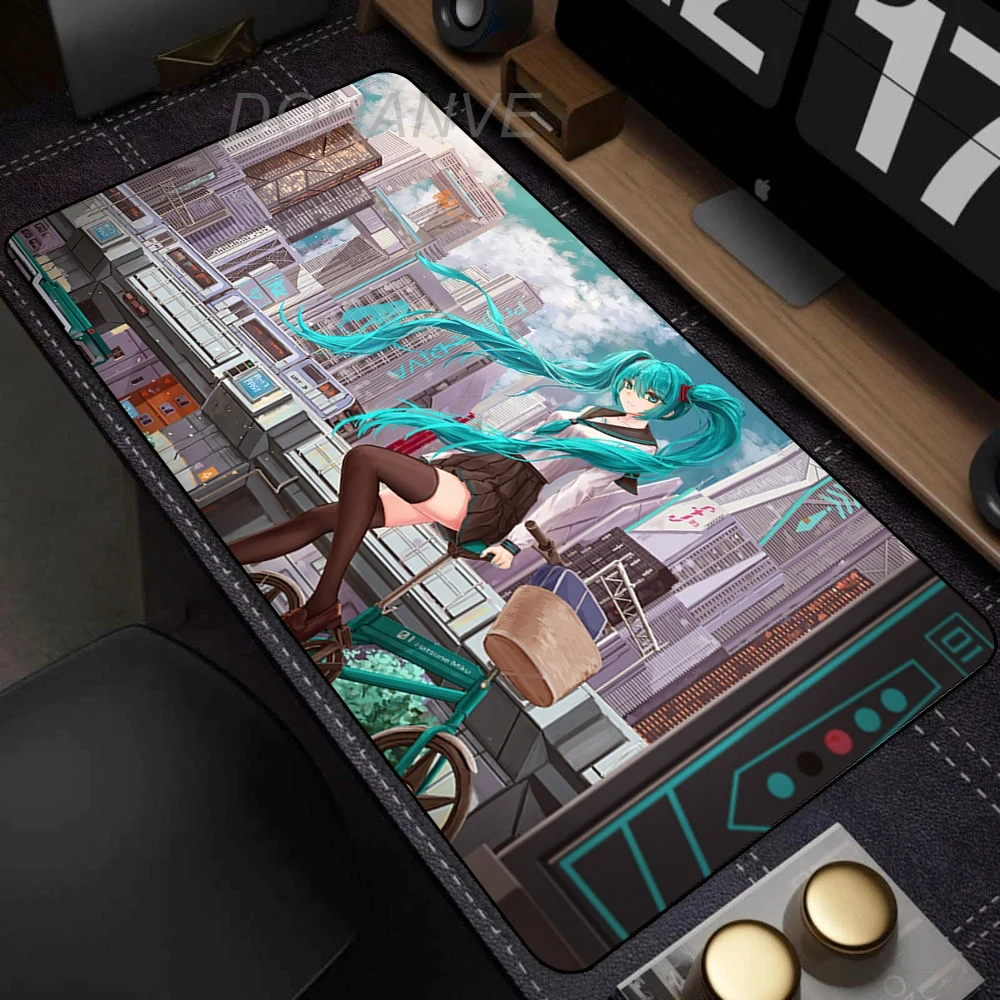Tapis de Souris Anime Girl pour Gamer, Tapis de Clavier de Bureau Hatsune Miku Kawaii, Tapis de Souris en Caoutchouc Exquis pour Gaming