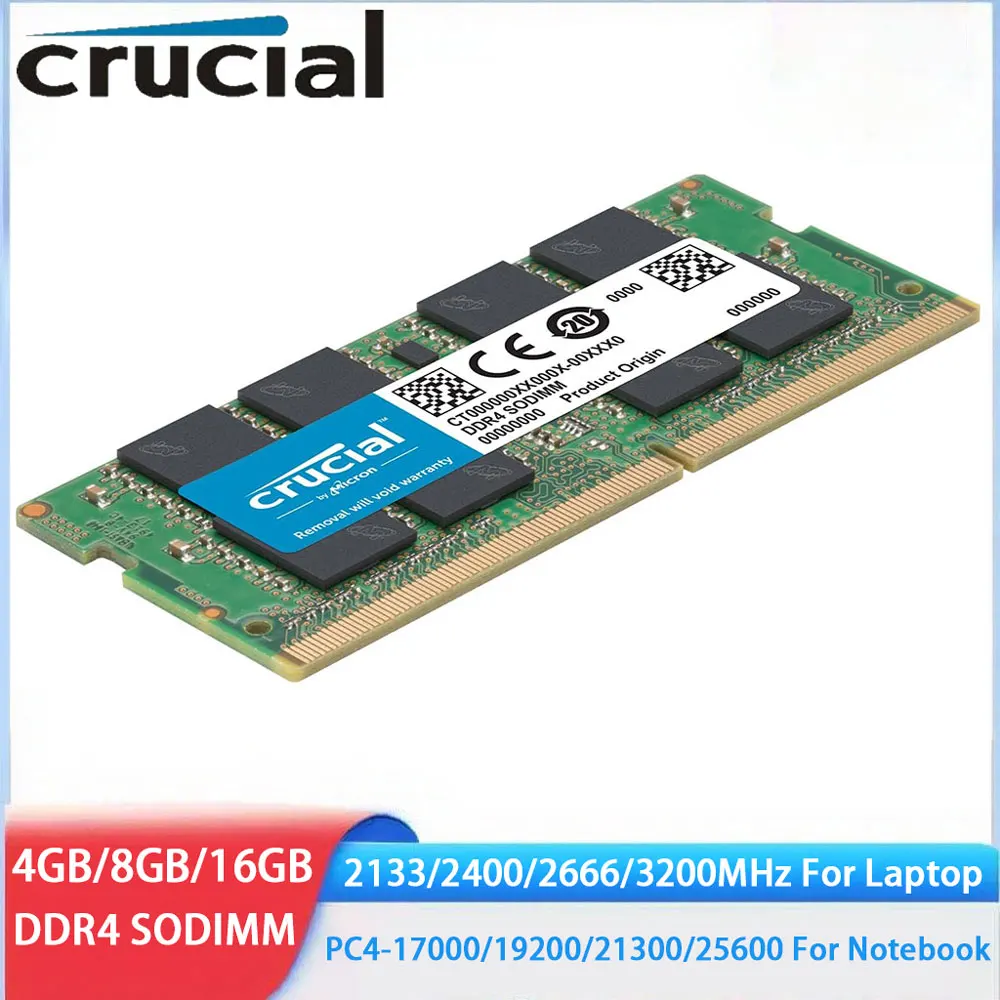 Crucial Laptop DDR4 RAM 32GB 16GB 8GB 4GB 2133 2400 2666 3200MHz SODIMM Memory PC4-17000 25600 21300 19200 For AMD&Intel NB RAMs