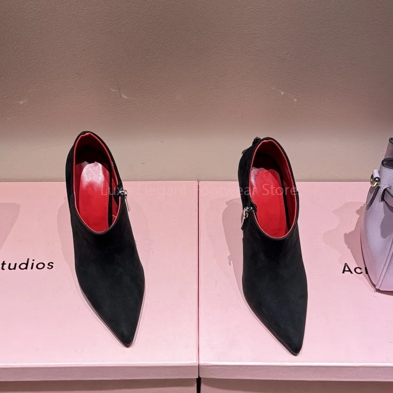 أسود الجلد المدبوغ السيف على شكل وأشار خنجر مضخات النساء الشظية ديكور الجانب سستة الضحلة حذاء من الجلد مثير موضة فستان الحفلات حذاء #2