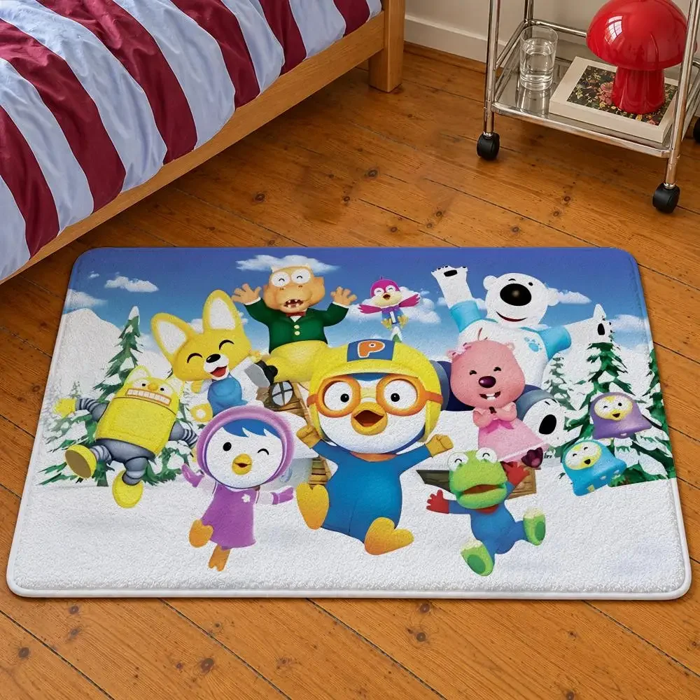 Series Pororo the Little Penguin Crong Floor Mat Soft Flannel Entrance Doormat Non-Slip Washable Rug For Bedroom Home Decor