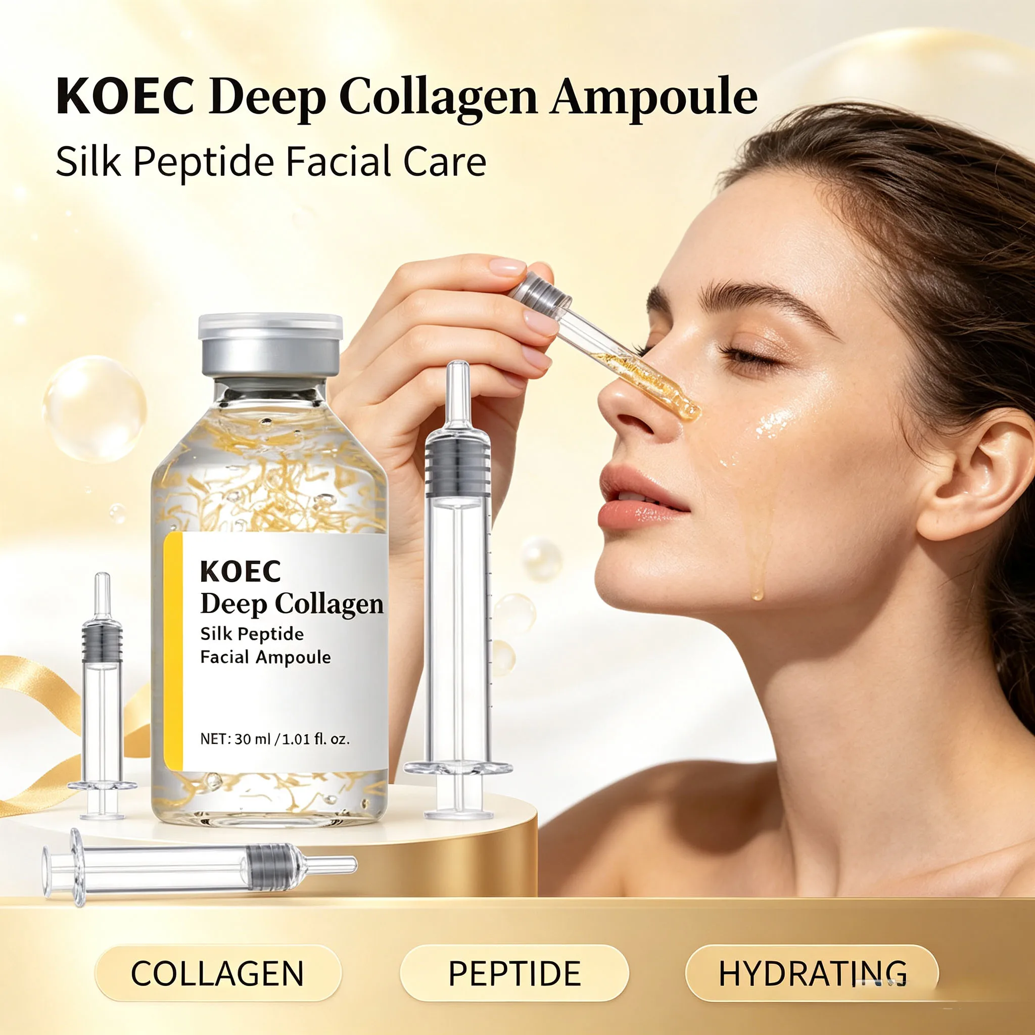 Collagen Peptide Anti-Aging Ampoule | Silk Protein Serum For Skin Tightening & Elasticity Boost
