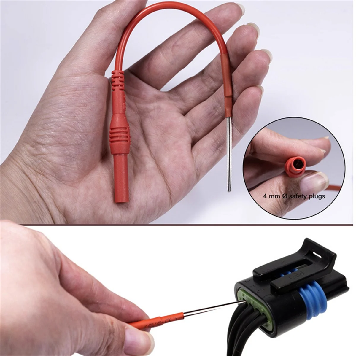 ABNJ 2Pcs 4mm Female Adapter Cable Pin Plug Terminal Wire Multimeter Hook Banana Plug Test Leads Silicone Flexible view 4