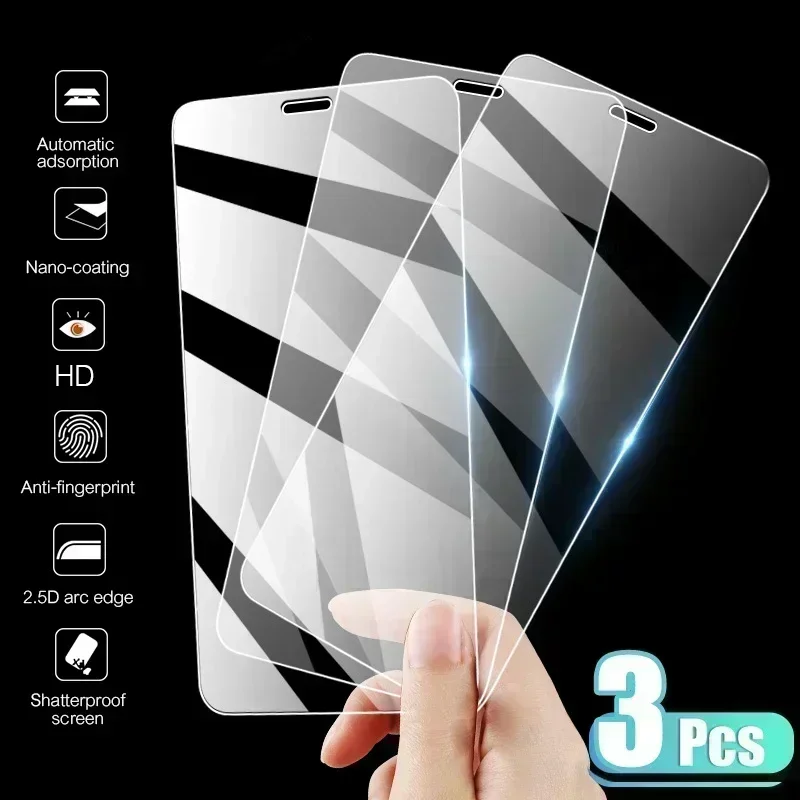 3PCS Full Cover Tempered Glass On the For iPhone 7 8 6 Plus 14 Screen Protector On iPhone X XR XS MAX SE 11 12 13 14 Pro Glass